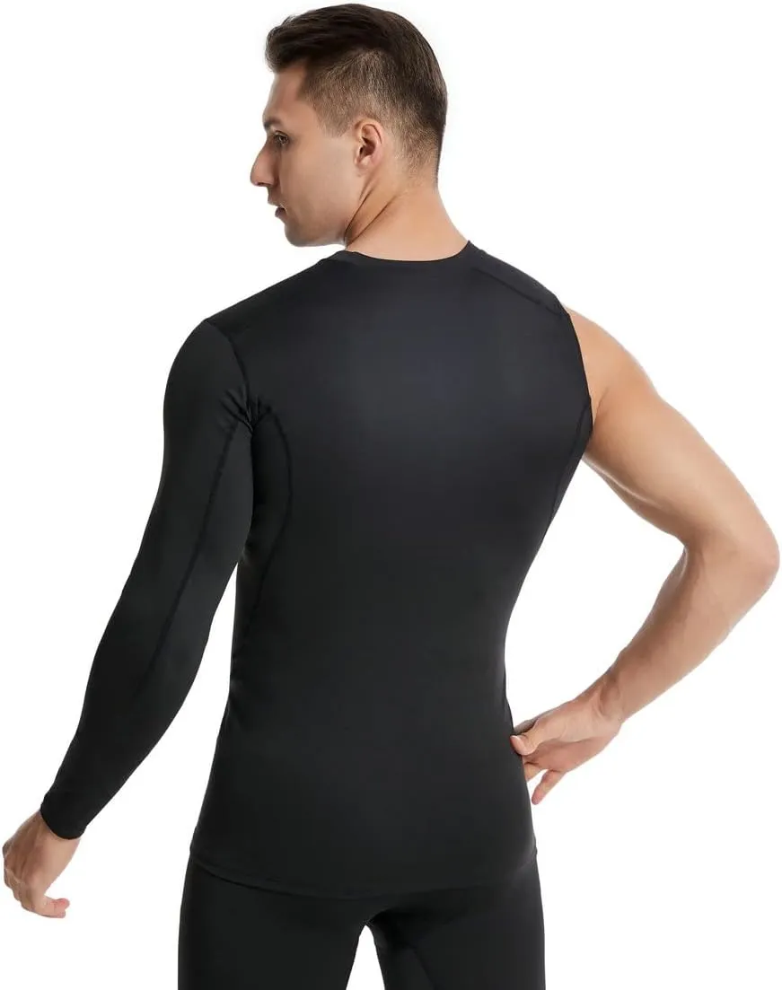 New Compression Shirts for Men 1/2 Single Arm Long Sleeve Athletic Base Layer Undershirt Gear T Shirt for Workout Basketball