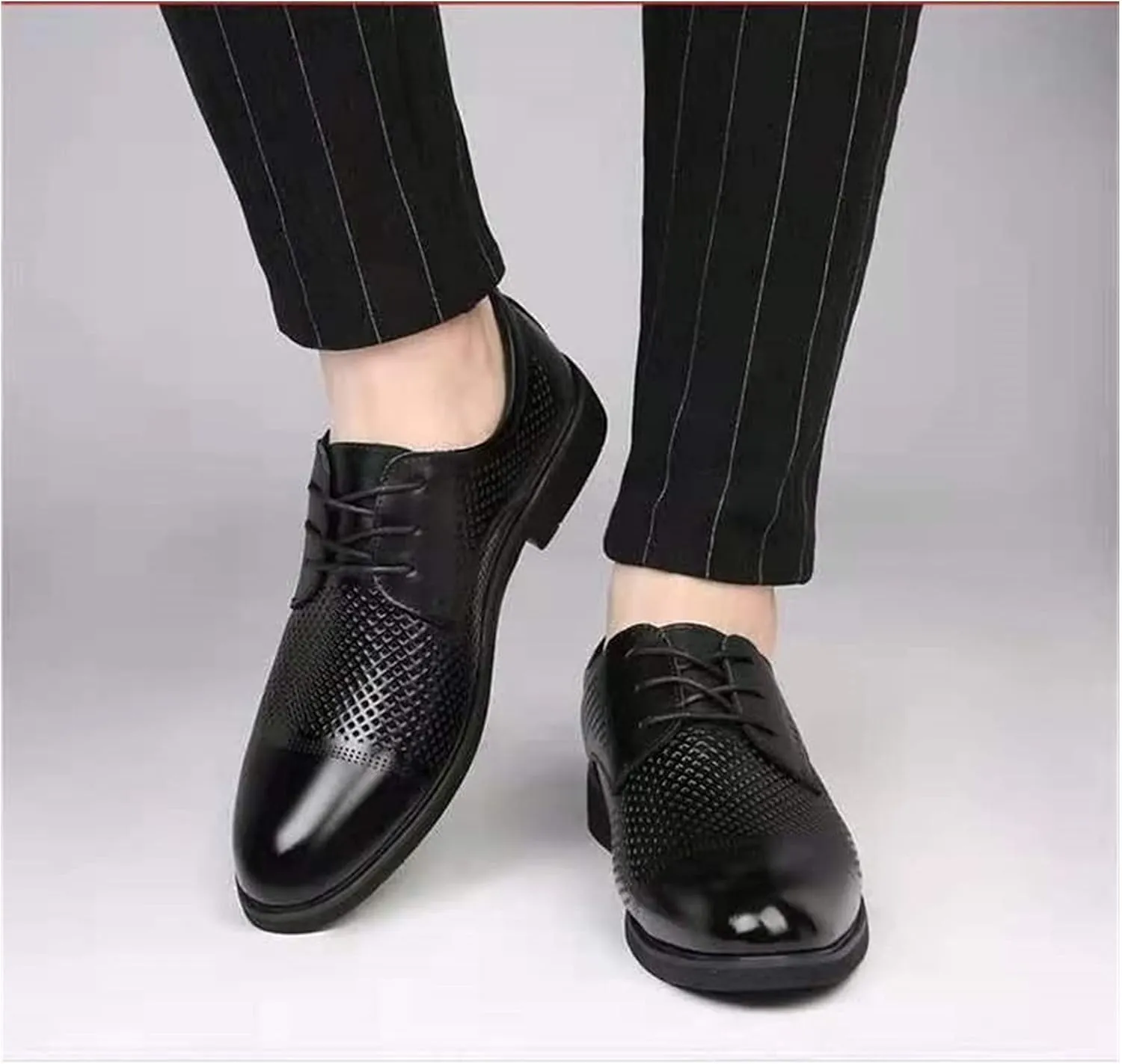 New Dress Oxford for Men Lace Up Breathable Height Increasing Elevator 2.4 Inches Cowhide Low Top Anti-Slip Rubber Sole Slip Resistant Party