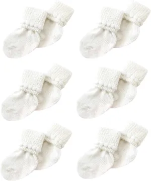 Newborn Baby Boy & Girl Socks Includes 6 Pairs of Cotton Socks