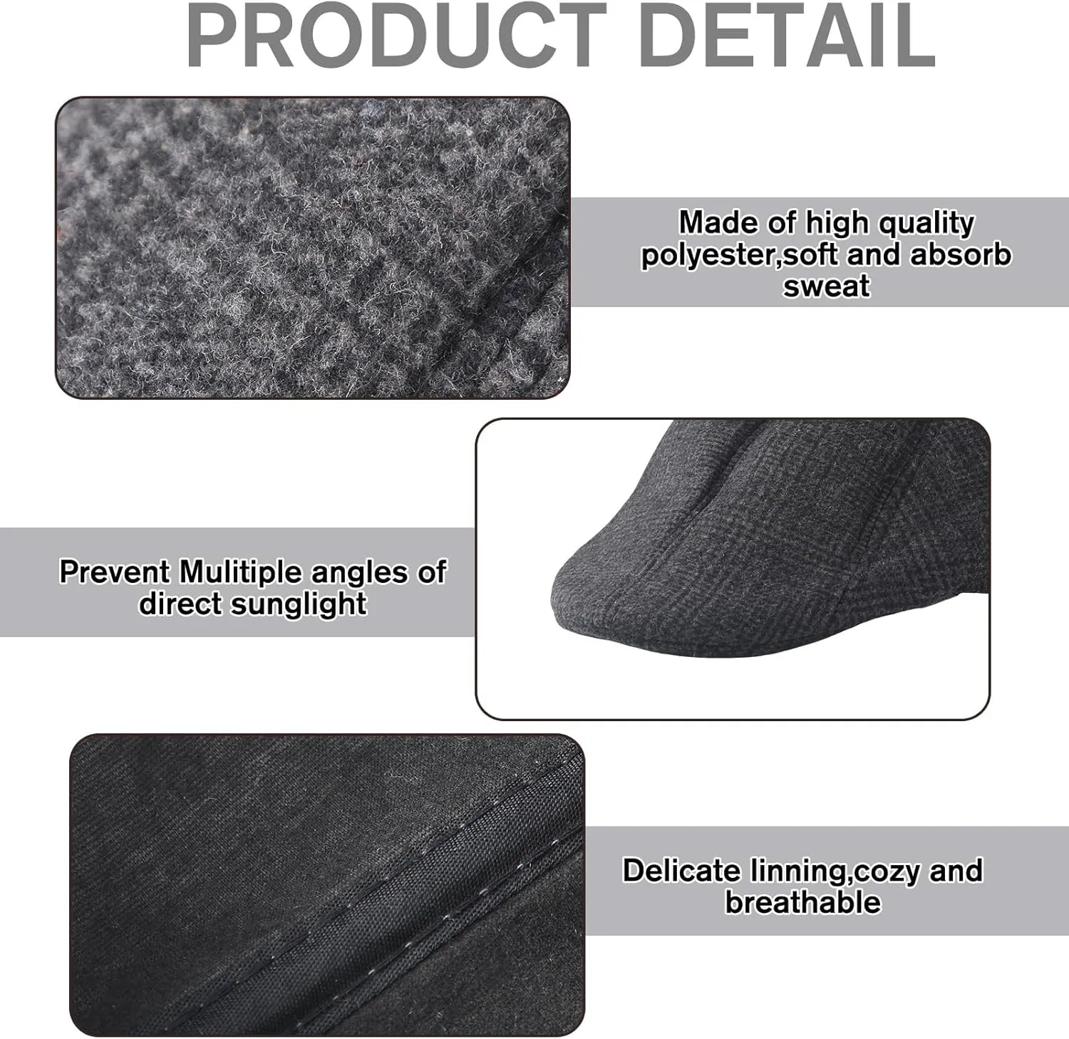 Newcotte 6 Pieces Newsboy Cap for Men Classic Herringbone Tweed Flat Cap Irish Beret Hat for Cabbie Driving Hunting