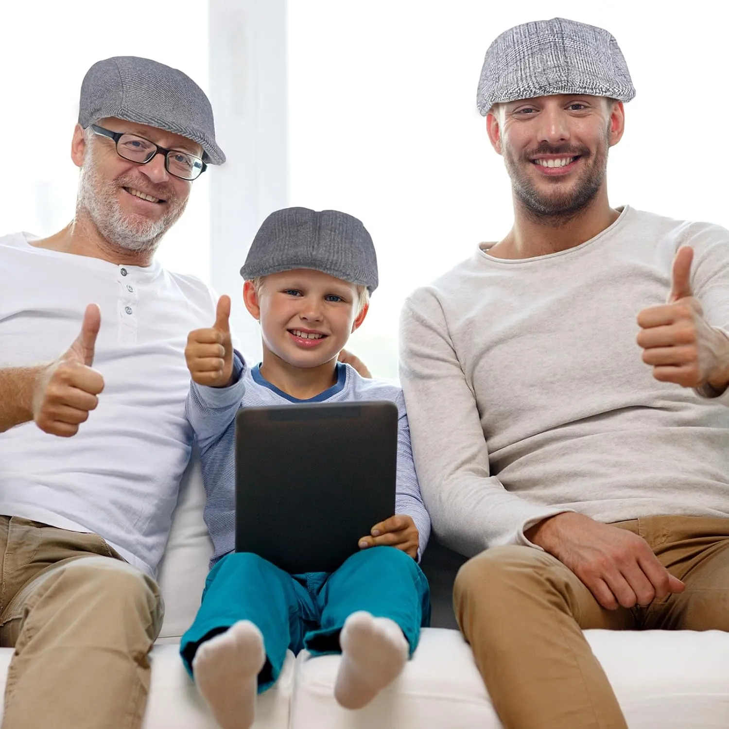Newcotte 6 Pieces Newsboy Cap for Men Classic Herringbone Tweed Flat Cap Irish Beret Hat for Cabbie Driving Hunting