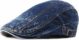 Newsboy Hats for Men Spring Summer Solid Color Newsboy Caps Men Washed Denim Cotton Flat Peaked Cap Women Painter B
