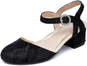 Nine West Girls Sandals Low Heel Dress Pump Ankle Strap Closed Toe Wedding Party for Big Kids & Little Kids