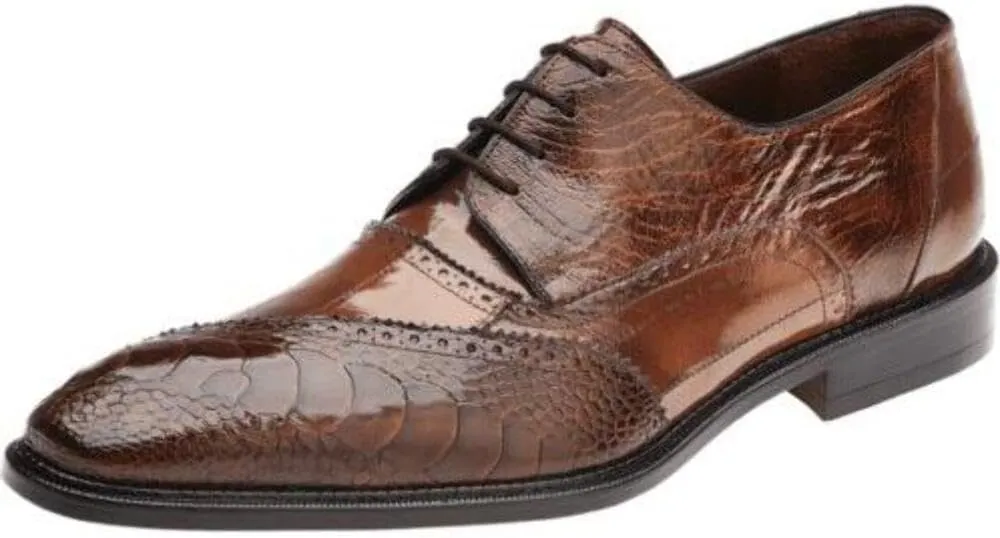 Nino Genuine Ostrich Leg and EEL Oxford Shoe - Camel/Brown (Antique Camel, Numeric_15)