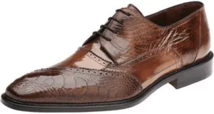 Nino Genuine Ostrich Leg and EEL Oxford Shoe - Camel/Brown (Antique Camel, Numeric_15)