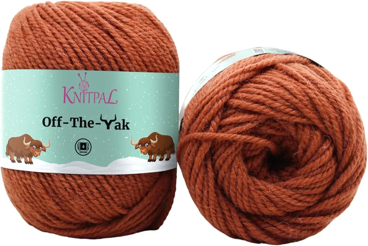 Off-The-Yak Wool Yarn for Crocheting, 3 Skeins, 360Yds/300G, Free Patterns - Wool Acrylic Blend Yarn for Knitting - #4 Medium Worsted Weight - Deep Orange