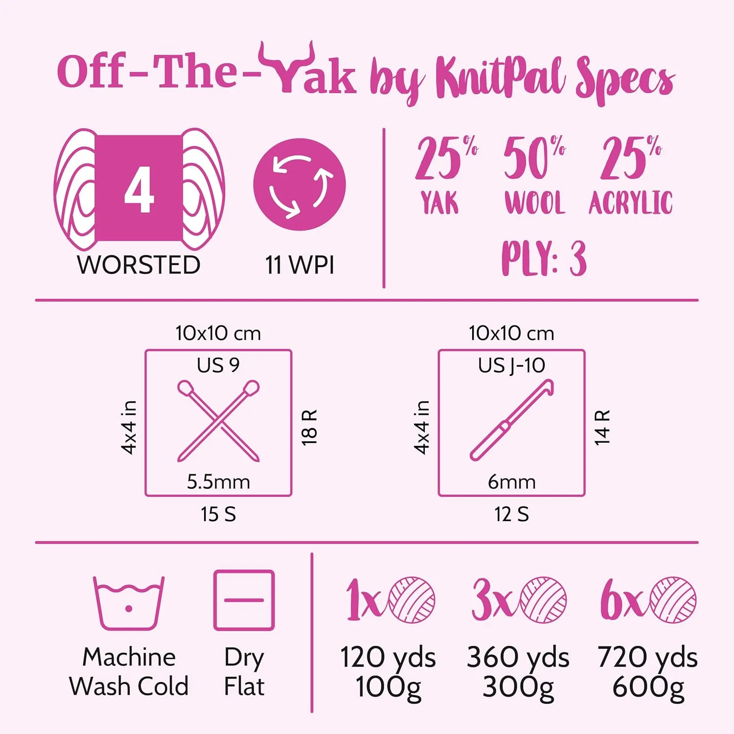 Off-The-Yak Wool Yarn for Crocheting, 3 Skeins, 360Yds/300G, Free Patterns - Wool Acrylic Blend Yarn for Knitting - #4 Medium Worsted Weight - Deep Orange