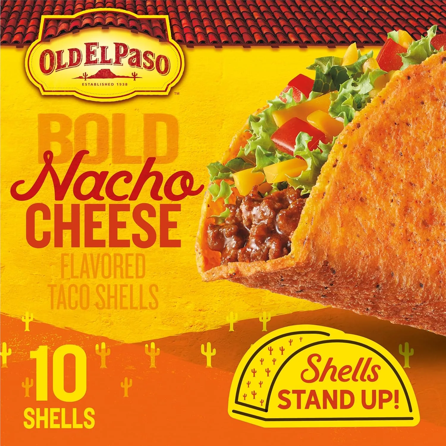 Old El Paso Stand 'N Stuff Bold Nacho Cheese Flavored Taco Shells, 10-count (Pack of 6)