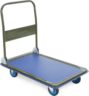 Olympia Tools Foldable Push Cart Dolly - 600 Lb. Capacity Heavy Duty Platform Truck with 360° Swivel Wheels - Black