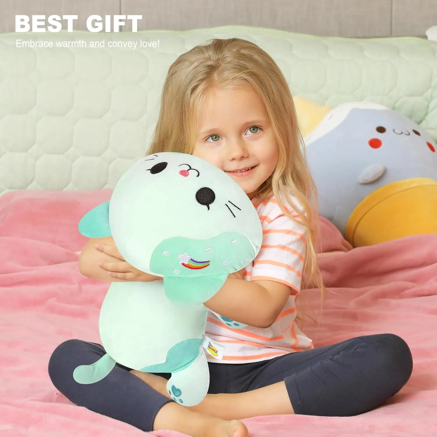 Onsoyours Original Rainbow Cat Plush 13 Inch Kitty Plushies Toy Kitten Stuffed Animal Soft Pillow Kawaii Plushie Gift for Kids & Adults (Rainbow Cat, 13")