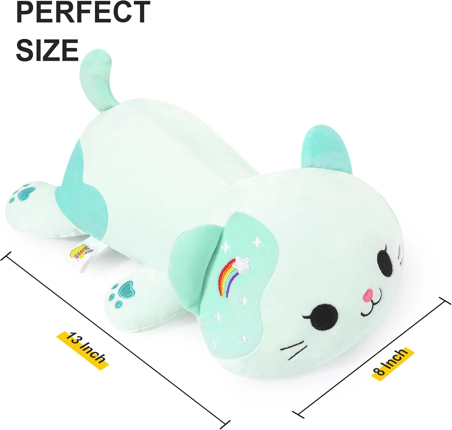Onsoyours Original Rainbow Cat Plush 13 Inch Kitty Plushies Toy Kitten Stuffed Animal Soft Pillow Kawaii Plushie Gift for Kids & Adults (Rainbow Cat, 13")