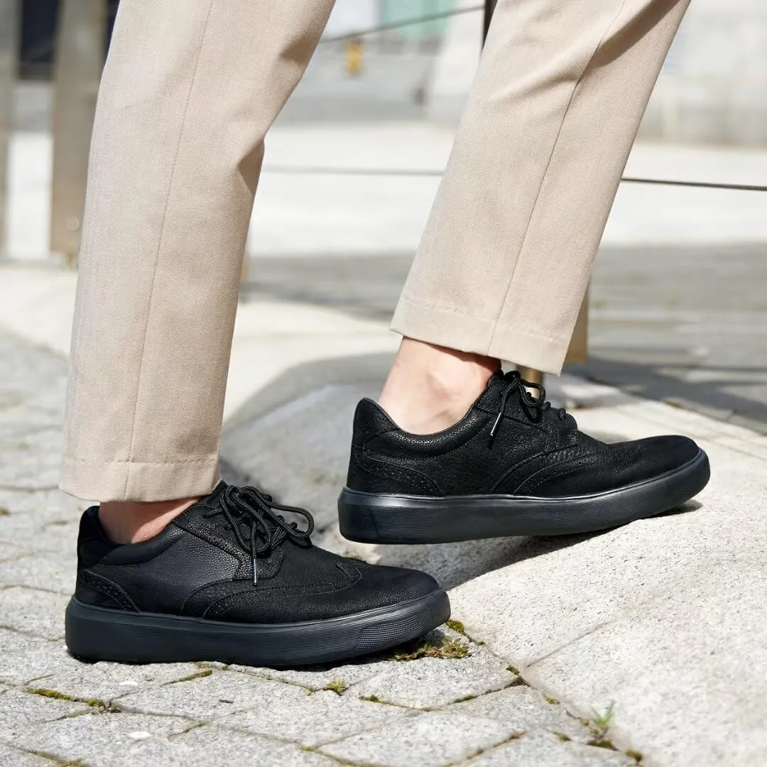 OrthoComfoot Men's Orthopedic Leather Dress Walking Shoes: Comfortable Plantar Fasciitis Oxford with Arch Support, Flat Feet Casual Business Work Shoes for Foot and Heel Pain Relief