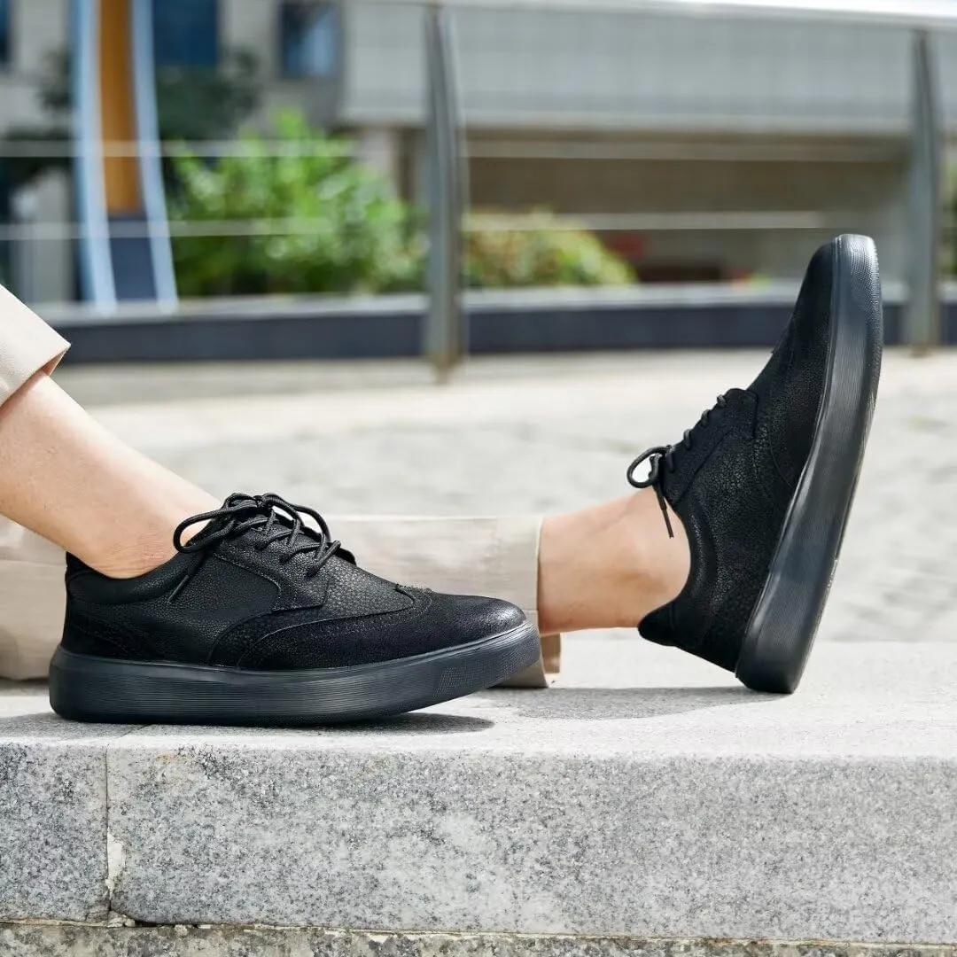OrthoComfoot Men's Orthopedic Leather Dress Walking Shoes: Comfortable Plantar Fasciitis Oxford with Arch Support, Flat Feet Casual Business Work Shoes for Foot and Heel Pain Relief