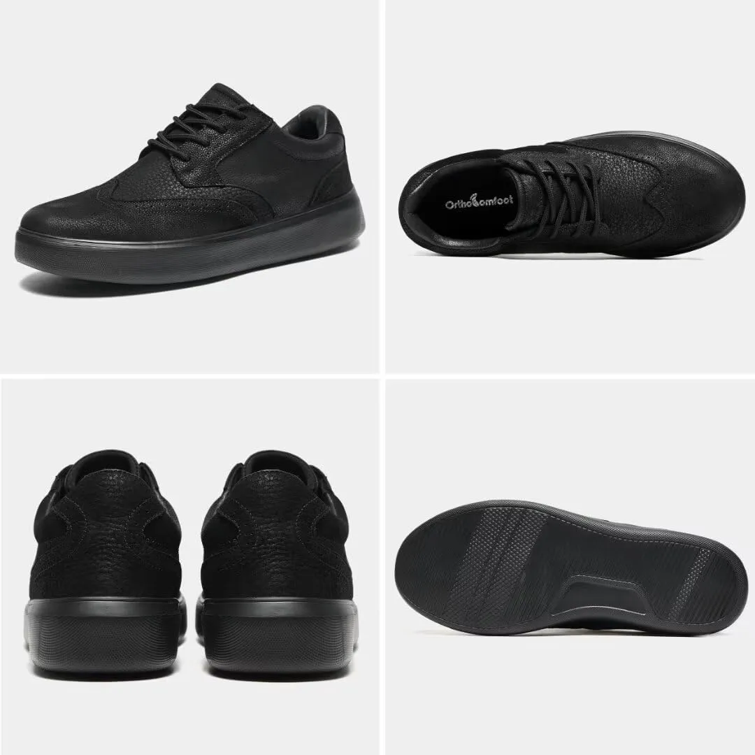 OrthoComfoot Men's Orthopedic Leather Dress Walking Shoes: Comfortable Plantar Fasciitis Oxford with Arch Support, Flat Feet Casual Business Work Shoes for Foot and Heel Pain Relief