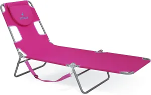 Ostrich 72" x 22" Chaise Lounge Portable Lightweight Reclining Lounger, Outdoor Patio Beach Lawn Camping Pool Tanning Chair, Pink