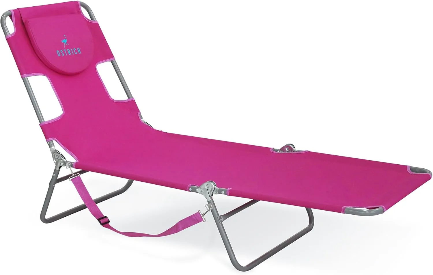 Ostrich 72" x 22" Chaise Lounge Portable Lightweight Reclining Lounger, Outdoor Patio Beach Lawn Camping Pool Tanning Chair, Pink
