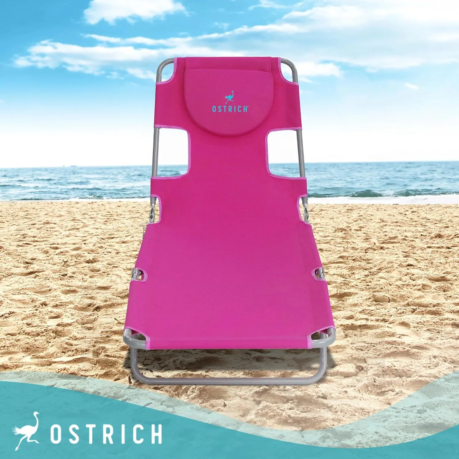 Ostrich 72" x 22" Chaise Lounge Portable Lightweight Reclining Lounger, Outdoor Patio Beach Lawn Camping Pool Tanning Chair, Pink