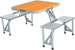 Outdoor Camping Folding Table and Chair One Table Four Chairs Aluminum Alloy Connected Simple Portable Folding Picnic Table,Orange