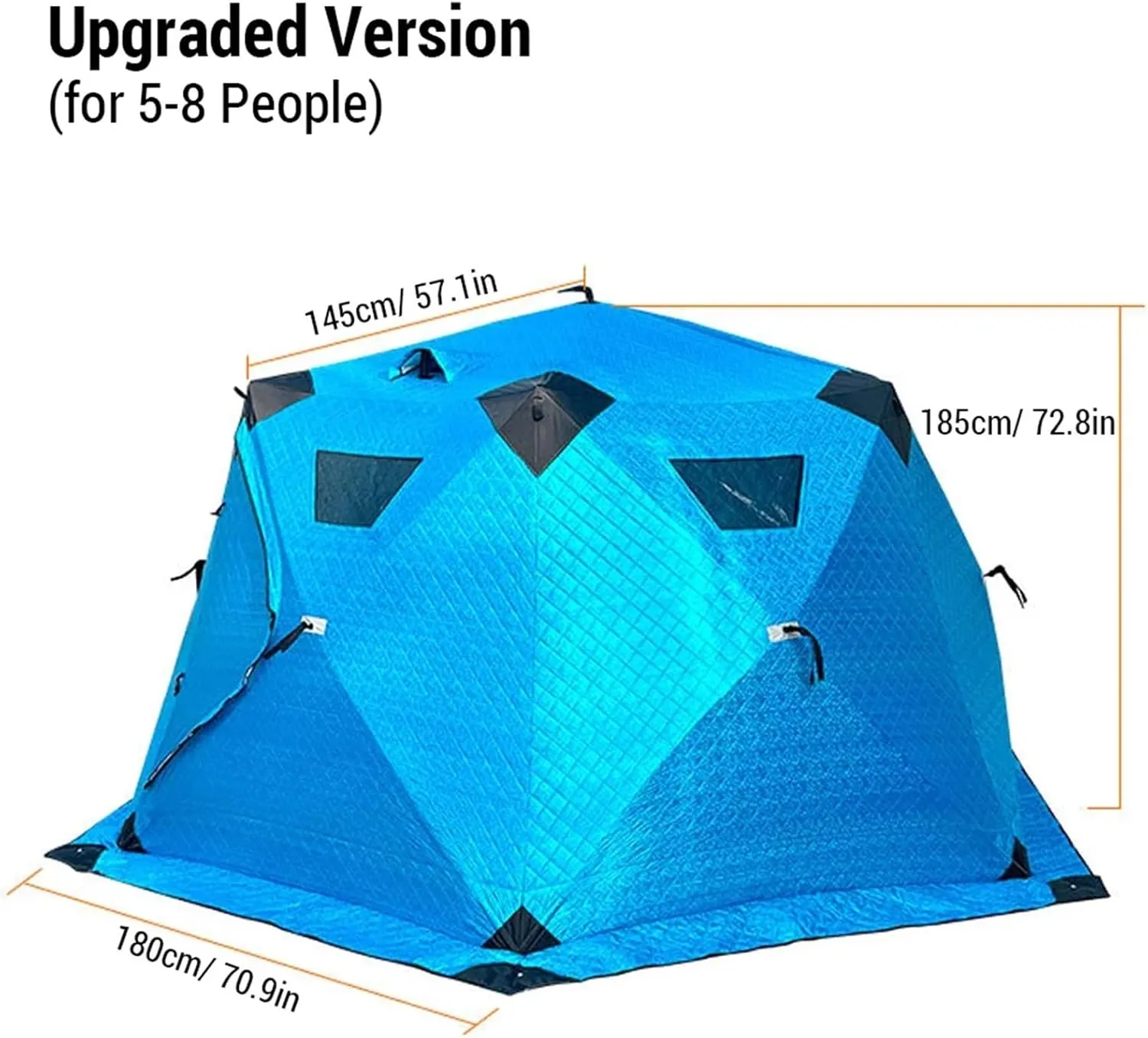Outdoor Camping Ice Fishing Tent Insulated Quick Set Up Winter Fishing Tent Compatible with 5-8 People Camping Hiking Fishing Sport Events (Silver l)