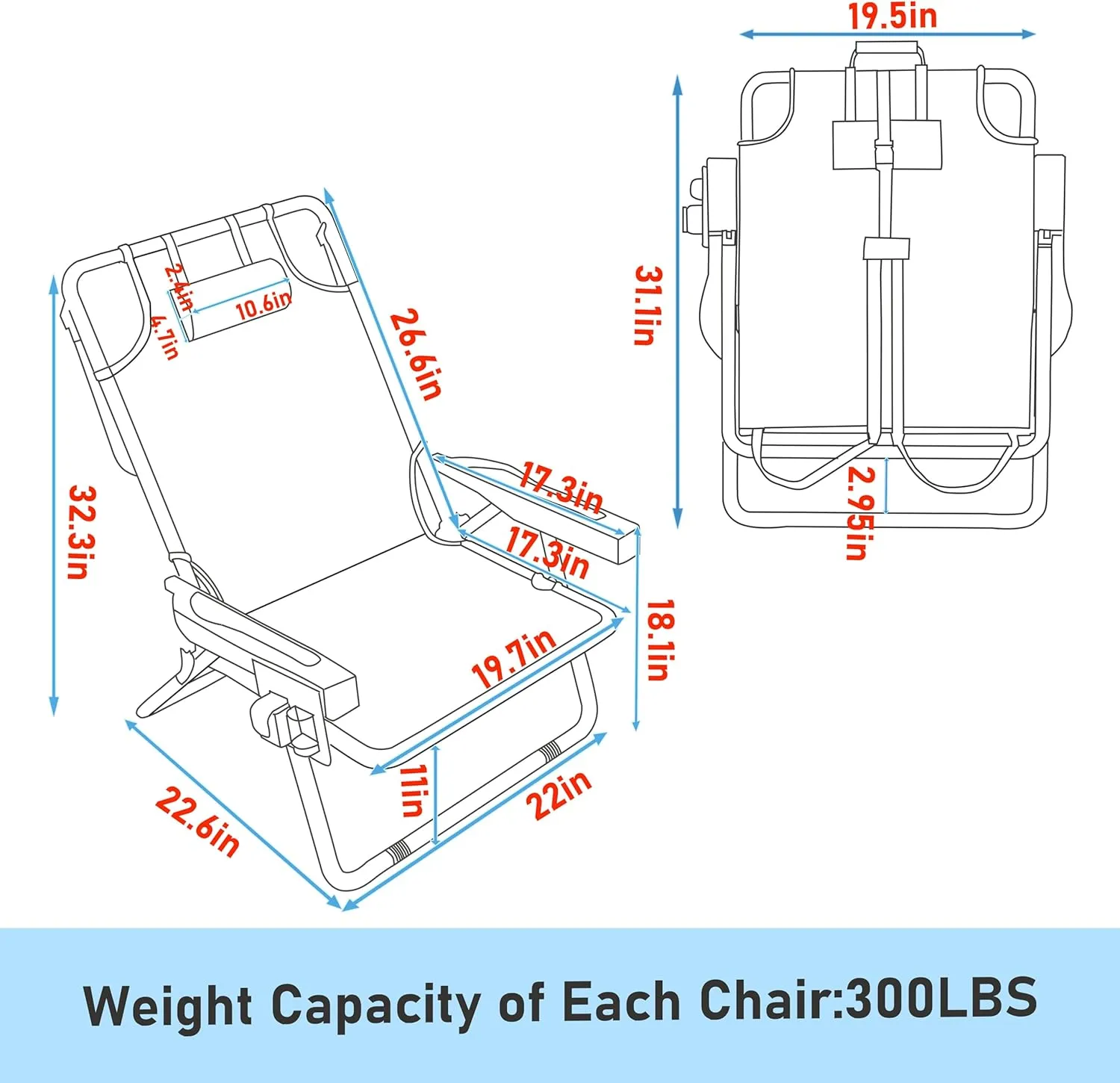 Outdoor Foldable Beach Chaise Lounge Chair with Detachable Pillow & Pocket, Portable Tanning Chair with 5 Positions Adjustable Back for Beach, Pool and Camping, Gray