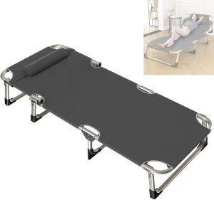 Outdoor Portable Folding Sleeping Cots, 75cm Width Foldable Guest Bed with Adjustable 4 Position Comfortable Heavy Duty Camp Cot for Adults Outdoor Indoor
