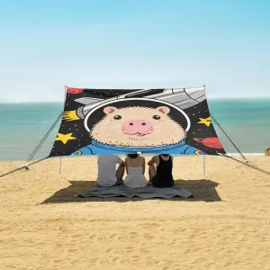 Outer Space Capybara Spaceman Beach Camping Tent Sun Shelter for Whole Family, Beach Shade Canopy with UPF50  UV Protection,Easy Set Up and Carry,Outdoor Shade for Trips, Fishing, Backyard Fun
