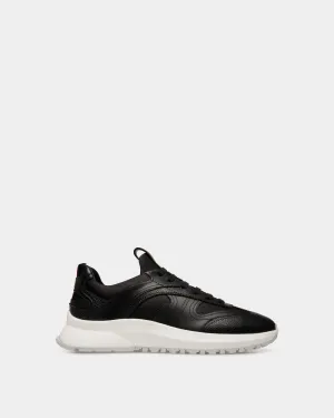 Outline Sneaker In Black And White Leather And Nylon
