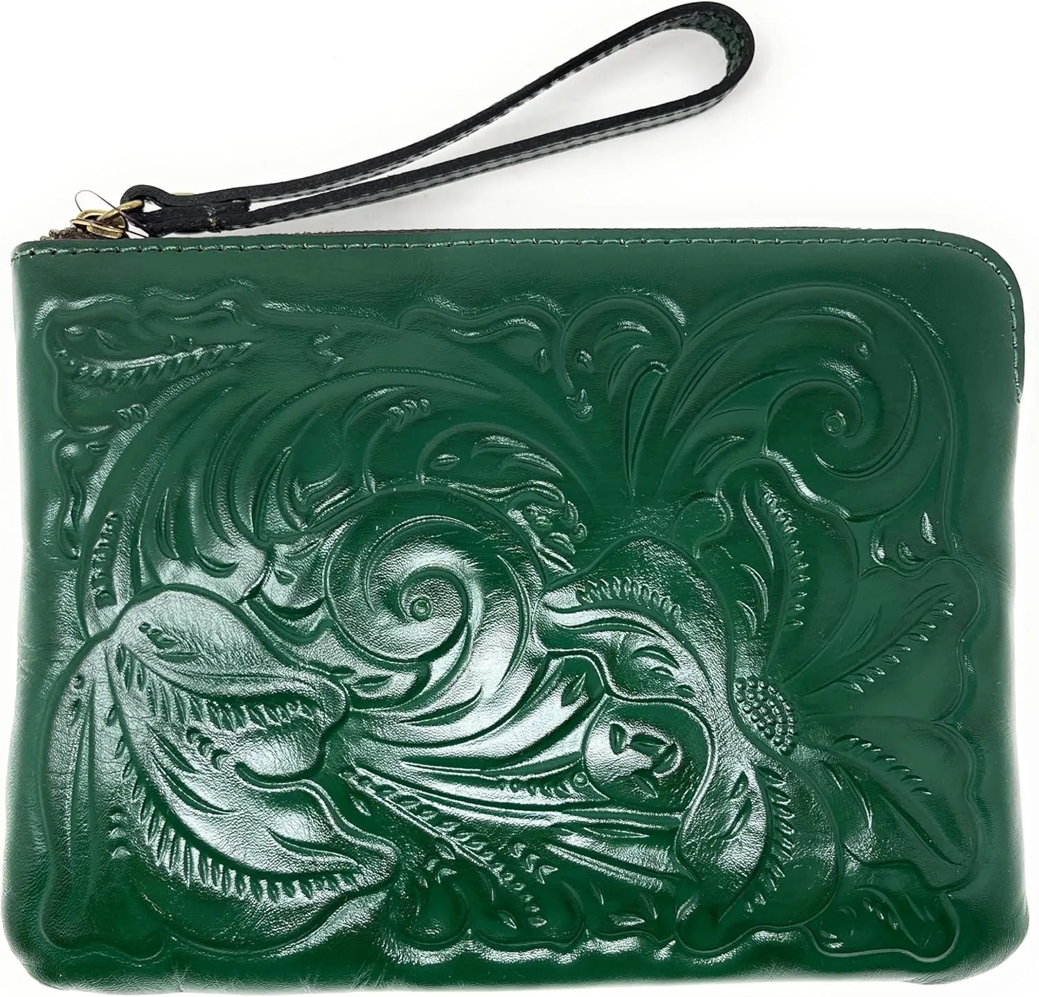 Patricia Nash Tooled Leather Cassini Wristlet, Soft Green