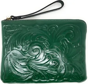 Patricia Nash Tooled Leather Cassini Wristlet, Soft Green