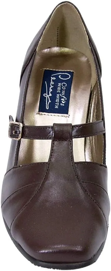 Peerage Isabel Women's Wide Width T-Strap Dress Pump Shoes