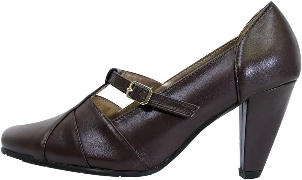 Peerage Isabel Women's Wide Width T-Strap Dress Pump Shoes