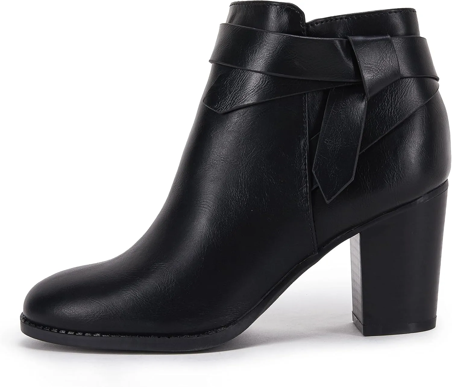 PiePieBuy Women's Tie Knot Chelsea Pump Ankle Boots Closed Toe Stacked Heel Booties Shoes