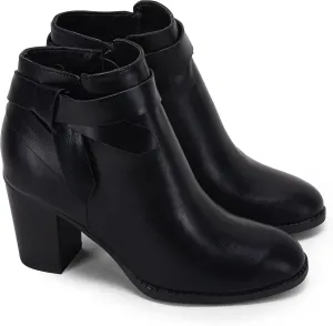 PiePieBuy Women's Tie Knot Chelsea Pump Ankle Boots Closed Toe Stacked Heel Booties Shoes