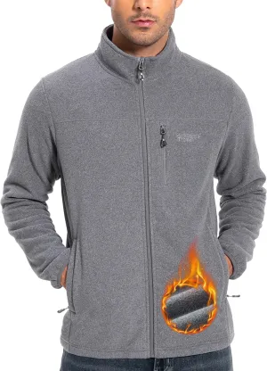 Pioneer Camp Men's Lightweight Polar Fleece Jacket Full Zip Antistatic Casual Coat Soft Warm Outwear with Zipper Pockets