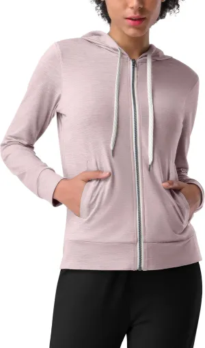 Pioneer Camp Women's Full Zip Up Workout Hoodie Soft Lightweight Hooded Sweatshirts Sweat Jacket Athletic Gym Yoga Casual