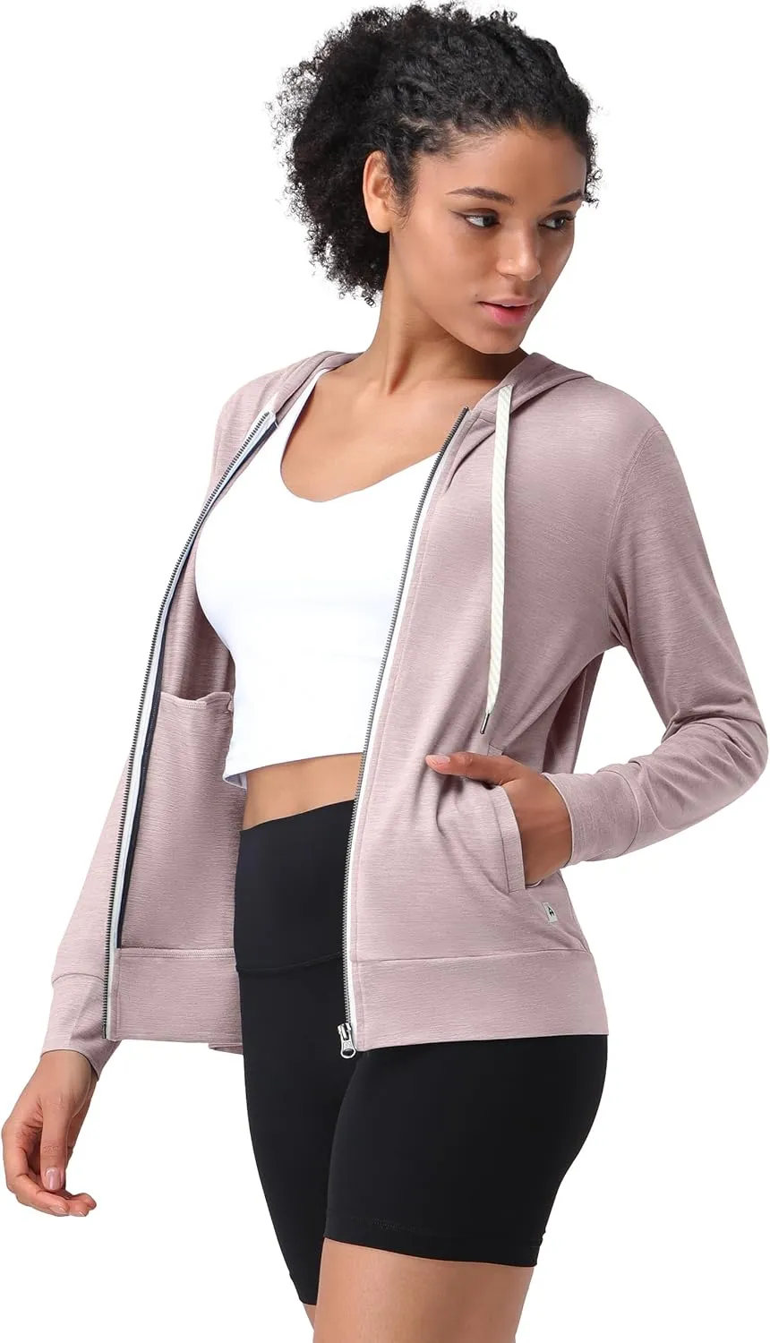 Pioneer Camp Women's Full Zip Up Workout Hoodie Soft Lightweight Hooded Sweatshirts Sweat Jacket Athletic Gym Yoga Casual