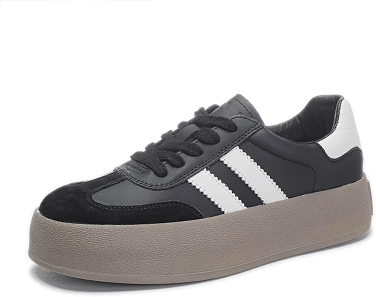 Platform Sneakers-Women's Fashion Sneakers White Thick Bottom Trainers Casual Breathable Comfortable Lace Up Platform Shoes Women's Chunky Heel Oxford Shoes