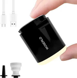Portable Air Pump, Ultra-Mini Air Pump for Inflatables 1300mAh Battery & Camping Light Inflator Rechargeable Air Mattress Pump for Sleeping Pads, Vacuum Storage Bags, Swimming Rings