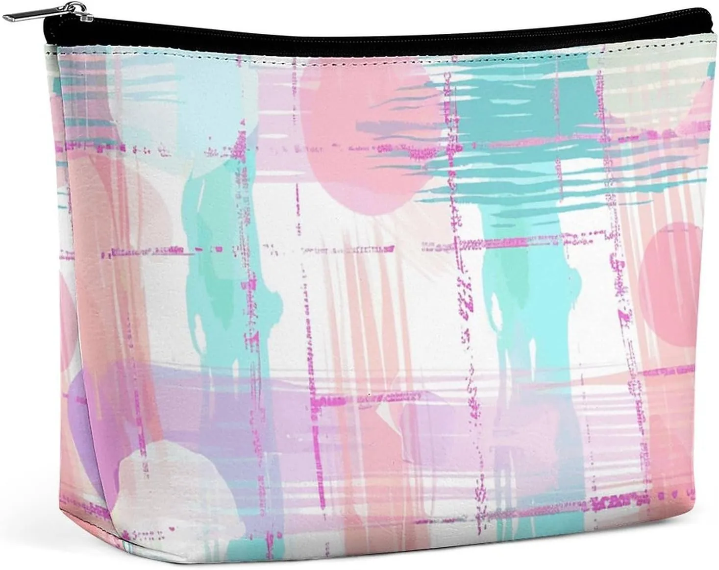 Portable Small Cosmetic Bag Cute Travel Makeup Bag Soft Plaid Pattern Waterproof Toiletry Bag for Women
