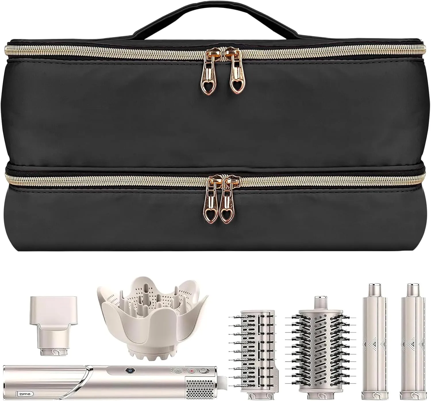 Portable Travel Carrying Case for Hair Dryer Shark Flexstyle Styler, Double Layer Storage Bag for Shark Flexstyle/Dyson Airwrap Styler and Attachments