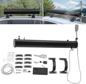 Pressurized Water Tank for Camping Shower, Roof Rack Water Tank Car Shower, Portable Off Road Shower Water Storage Tank with Hose Shower Head, for Vehicles, Trucks, SUV(18L (4.7gallon))