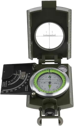 Professional Multifunctional Army Sighting Compass for Hiking - Zinc Alloy, Luminous North Arrow, Inclinometer, Compact Size - for Boating, Camping, Climbing