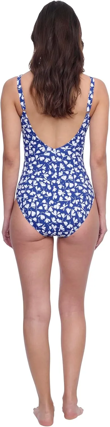 Profile by Gottex Fun Flair Stylish Women’s One Piece V Neck Bathing Swimsuit with Soft Cup and Tummy Control Swim Essential