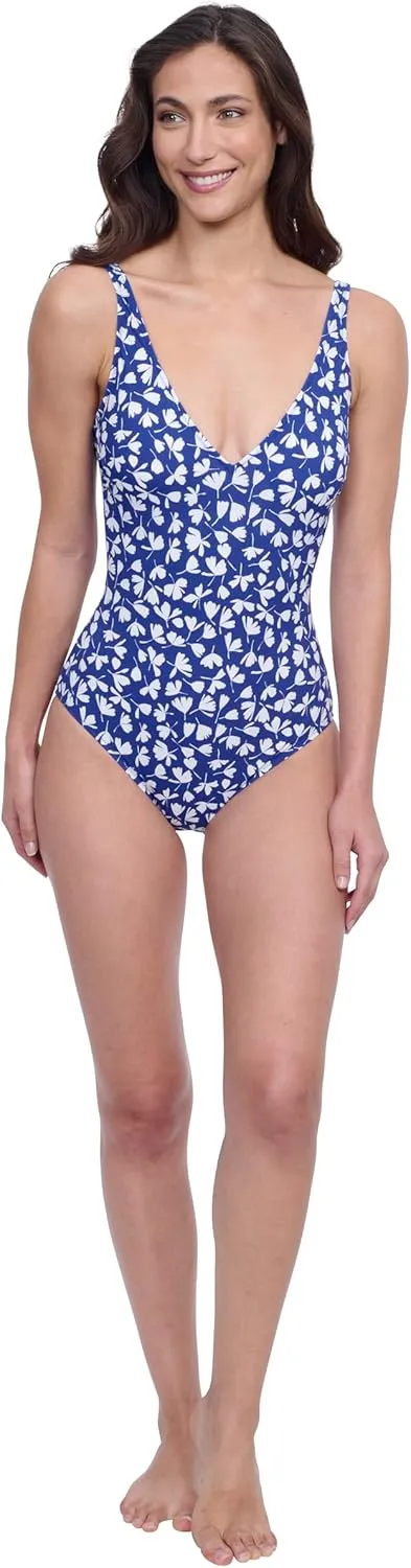 Profile by Gottex Fun Flair Stylish Women’s One Piece V Neck Bathing Swimsuit with Soft Cup and Tummy Control Swim Essential