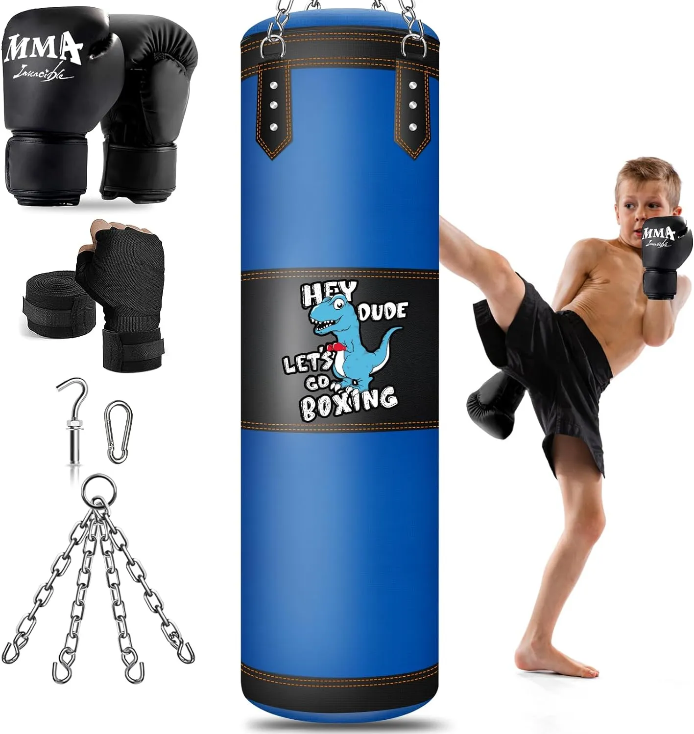 Punching Bag for Kids, 2.7FT Hanging Boxing Bag with Boxing Gloves, Kids Boxing Set Kickboxing Bag for Youth Boxing Karate Muay Thai Kick Taekwondo Training