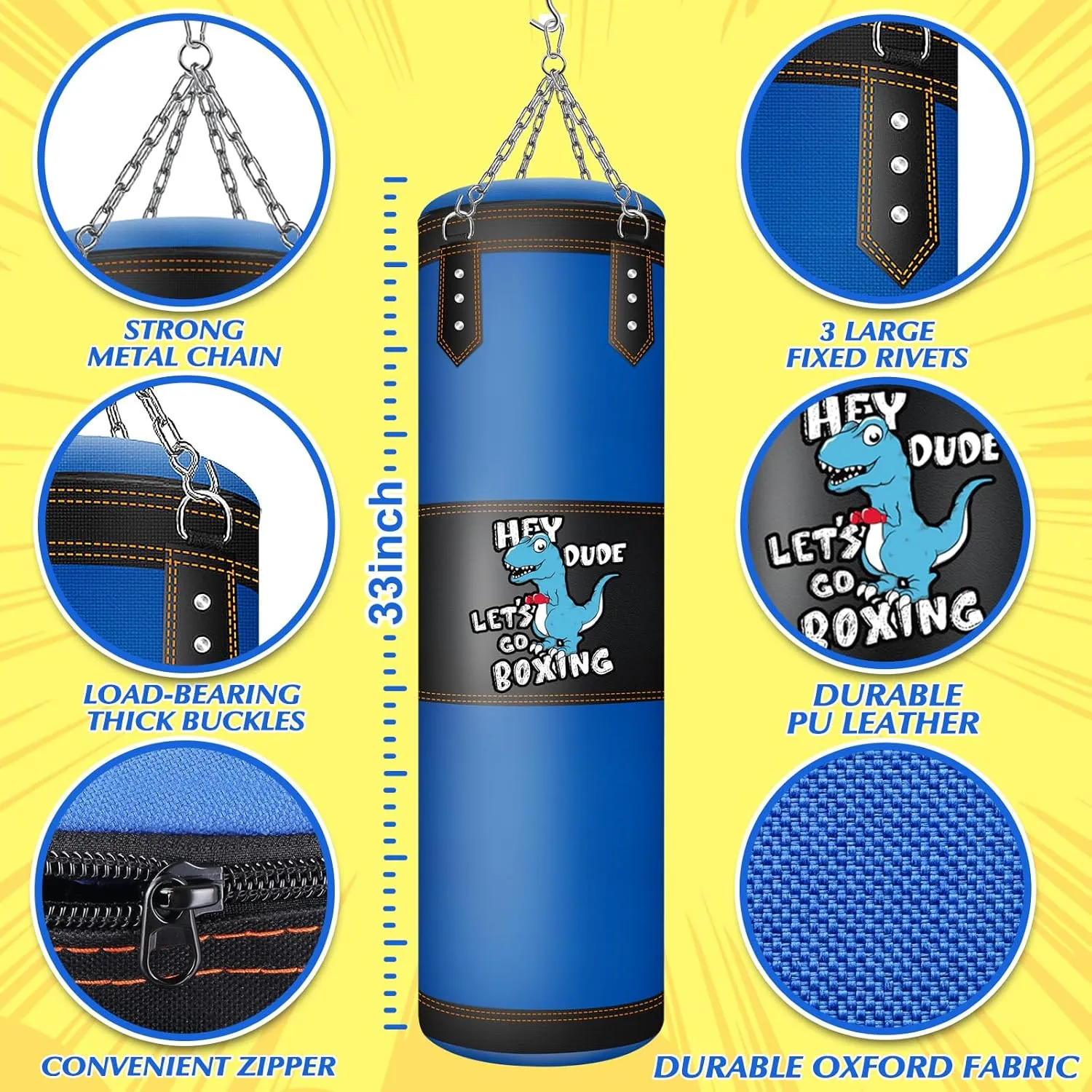 Punching Bag for Kids, 2.7FT Hanging Boxing Bag with Boxing Gloves, Kids Boxing Set Kickboxing Bag for Youth Boxing Karate Muay Thai Kick Taekwondo Training
