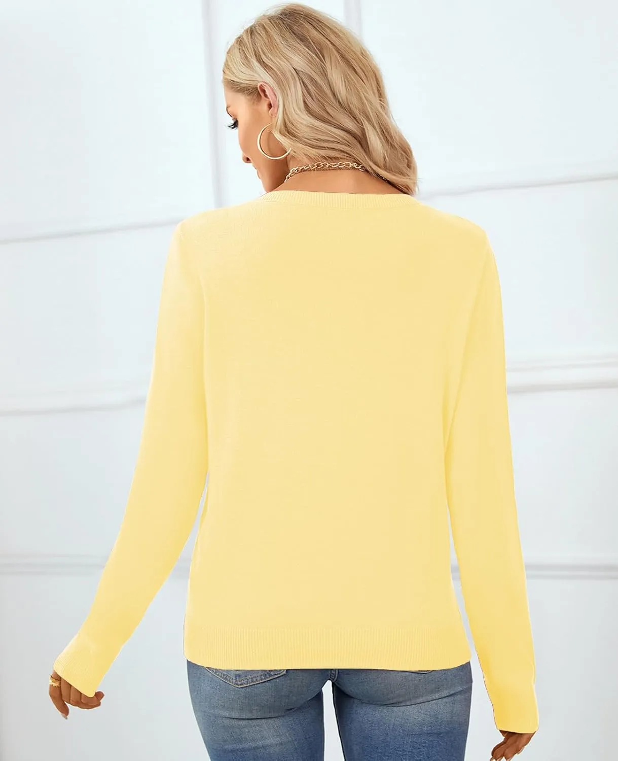 QUALFORT Women's Sweater 100% Cotton Soft Knit Pullover Tops