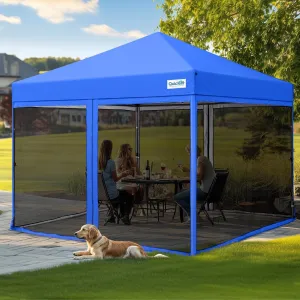 Quictent 8'x8’ Pop up Screened Canopy Tent with Mosquito Netting, Portable Easy up Outdoor Screen House Shelter for Patio, Camping and Picnic, Includes Wheeled Carry Bag (Royal Blue)