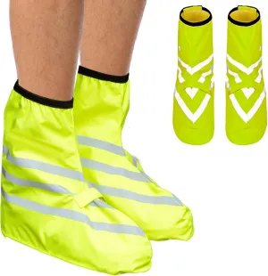 Reflective Waterproof Overshoes Bicycle Rain Overshoes Shoe Covers Bike Gaiter Reusable Foldable Outdoor Snow Windproof Bike Shoes Covers Protection from Rain and Dirt