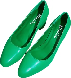 Reitoye Women's Chunky Heel Pumps Closed Toe Dress Pump Heels